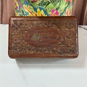 hand-carved wooden jewelry or trinket box